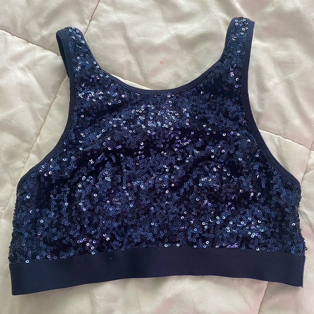 Blue sports bra glittery